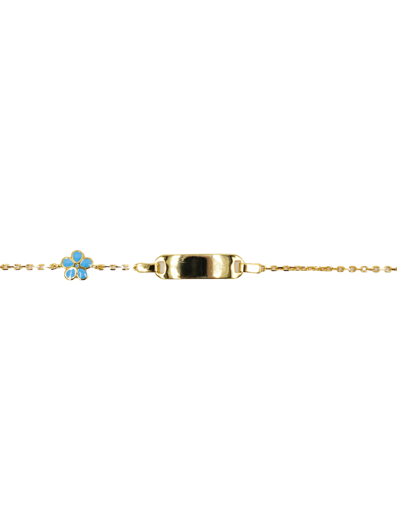 Pulseira em Prata Dourada com Chapa e Flor Azul Azul-1