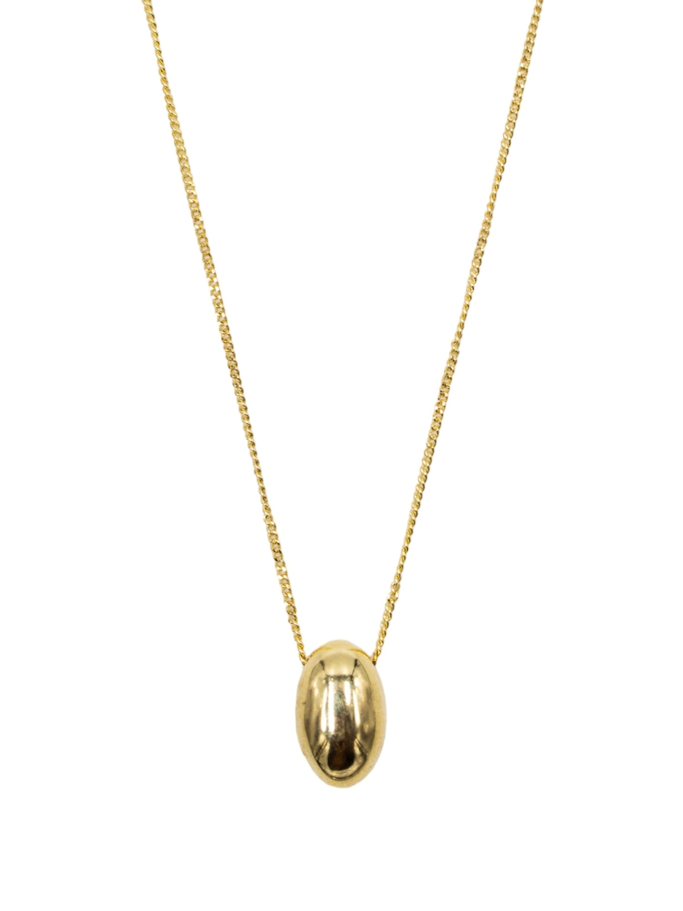 Colar em Prata Dourada com Pendente Oval Dourado-1