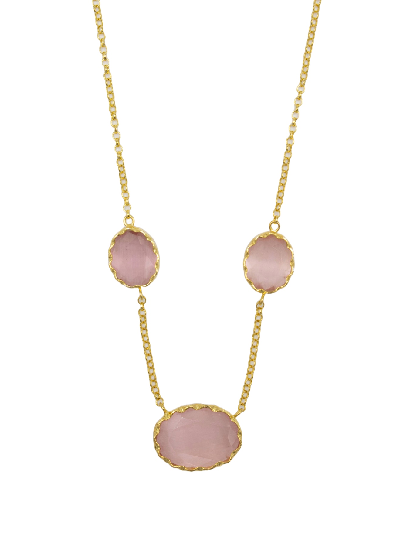 Imagem 0 de Colar em Prata Dourada com Pedras Rosa