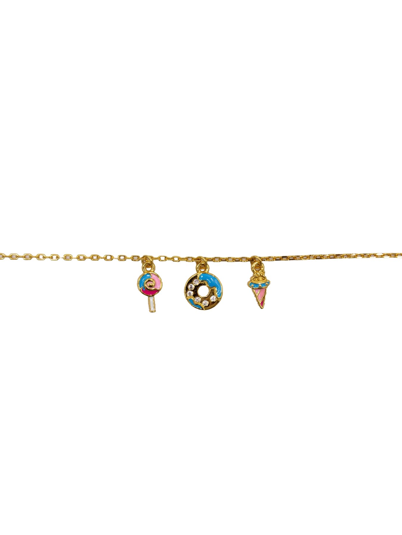 Pulseira em Prata Dourada com Doces Multicolor-1