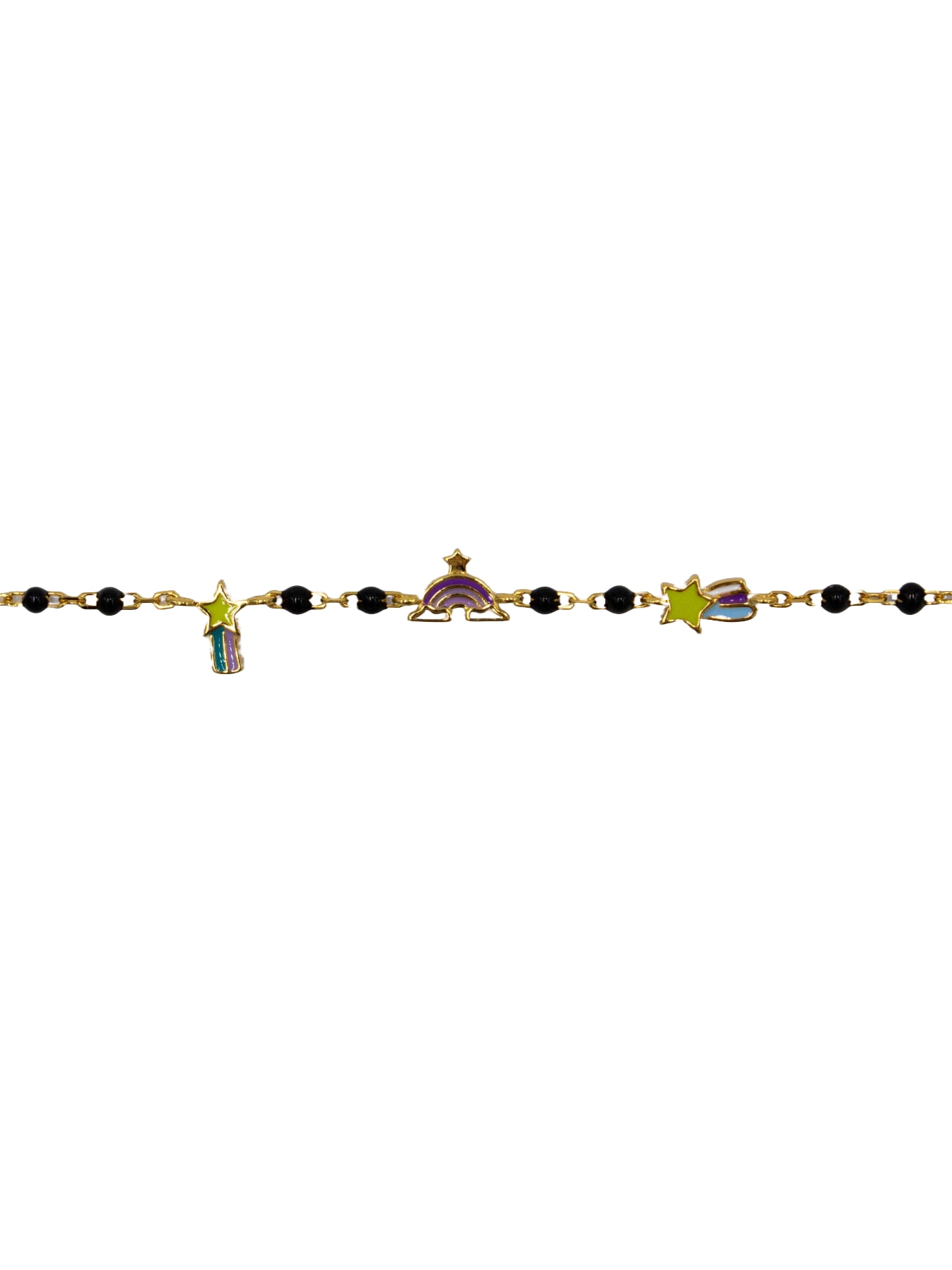 Pulseira em Prata Dourada com Pedras Pretas 1