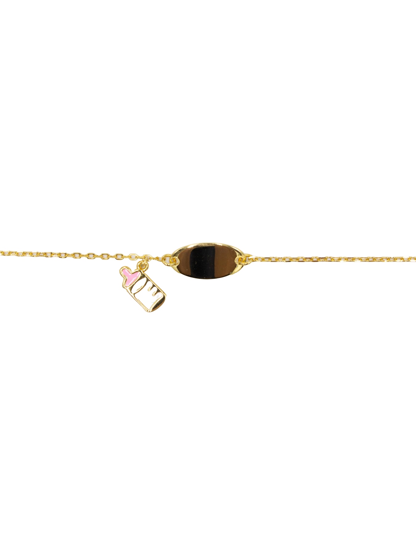 Pulseira em Prata Dourada com Chapa e Biberão Branco-1