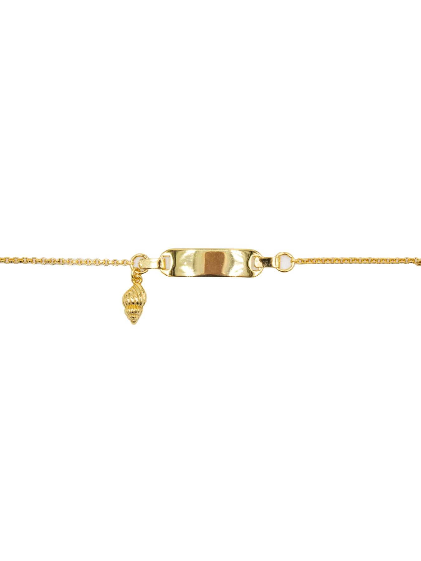 Pulseira em Prata Dourada com Chapa e Búzio Dourado-1