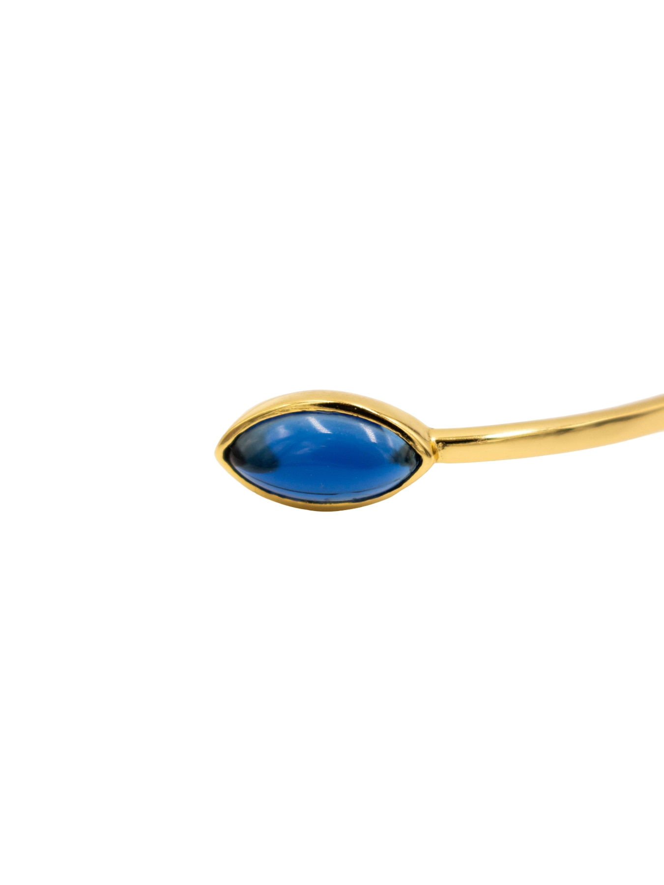 Pulseira em Prata Dourada com 2 Pedras Ovais Azuis Azul-3