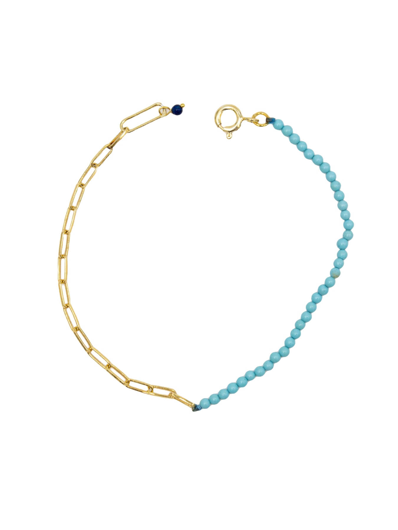 Pulseira em Prata Dourada com Pedras Azul Turquesa Azul-1