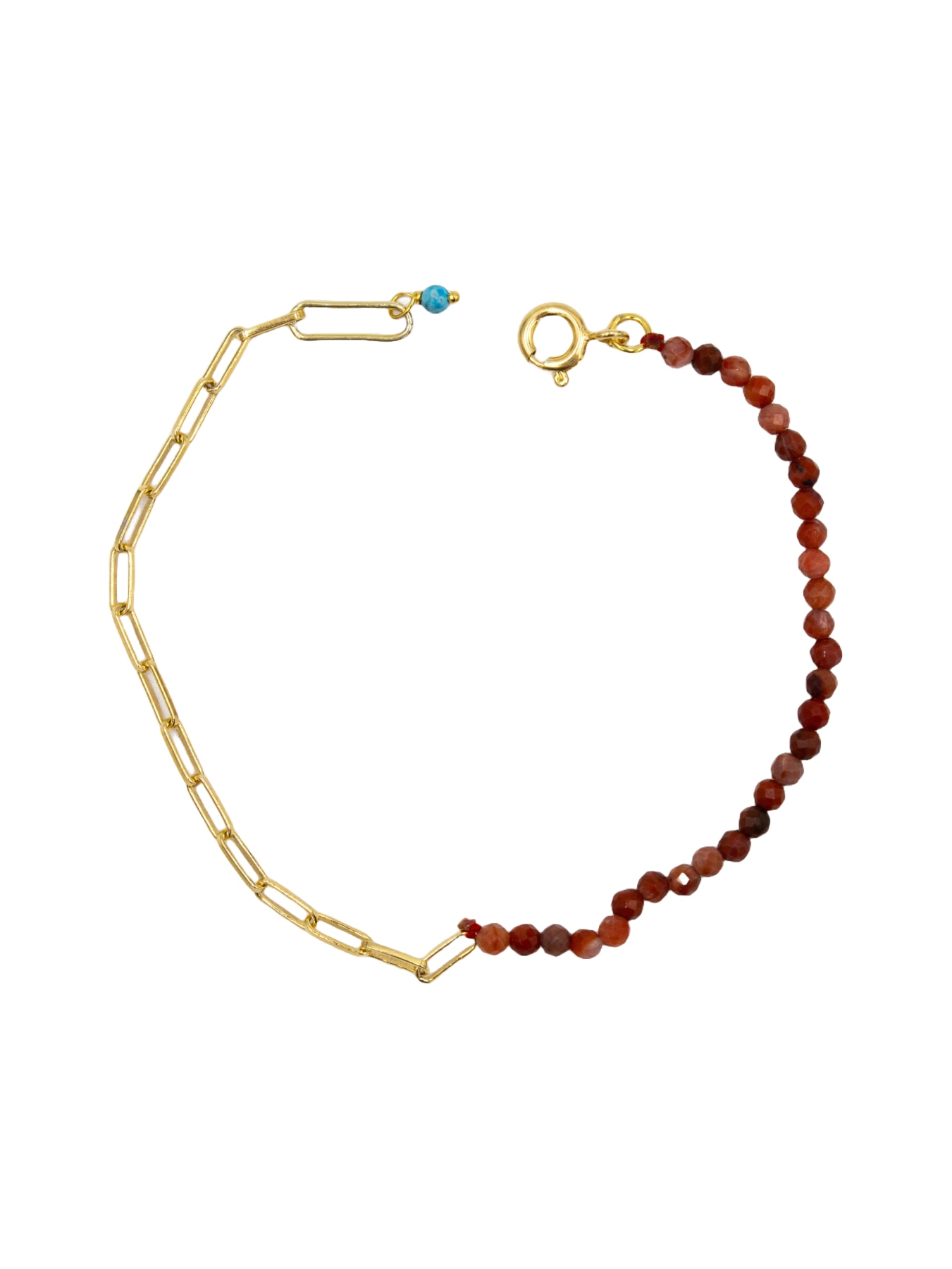 Pulseira em Prata Dourada com Pedras Laranja Laranja-1