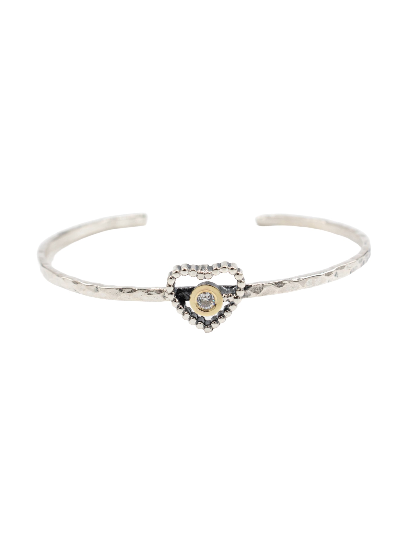 Pulseira em Prata e Ouro com Coração Dourado-1