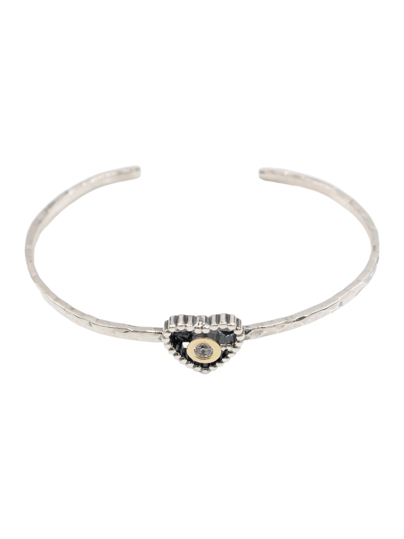 Pulseira em Prata e Ouro com Coração Dourado-2