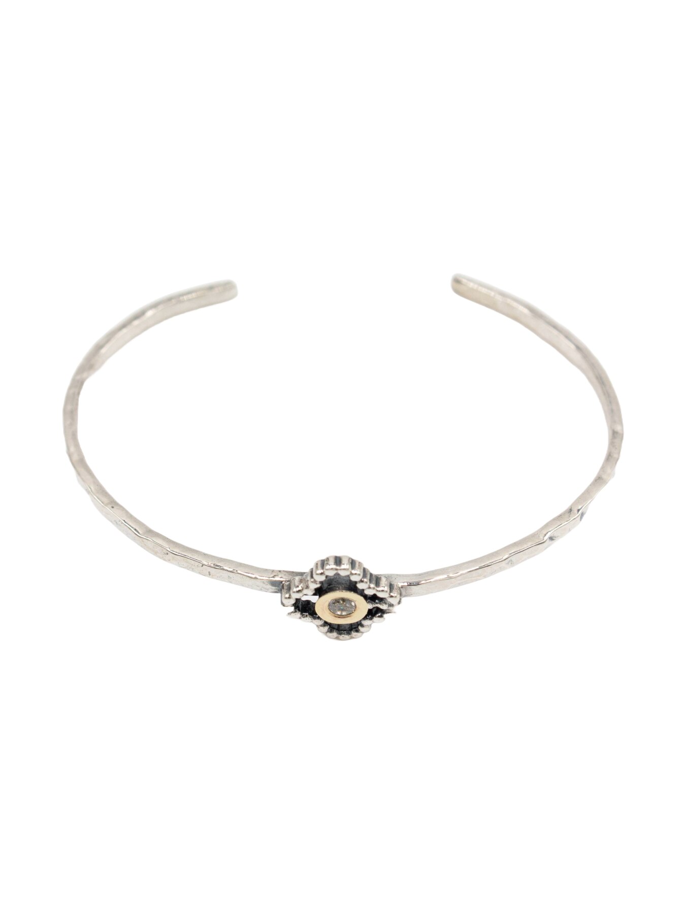 PULSEIRA EM PRATA E OURO COM FLOR 2