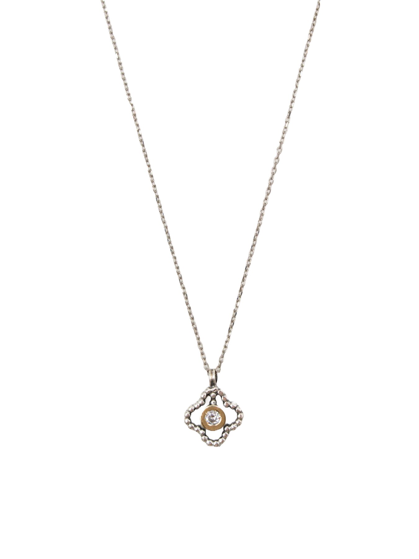 Colar em Prata e Ouro com Flor Dourado-2