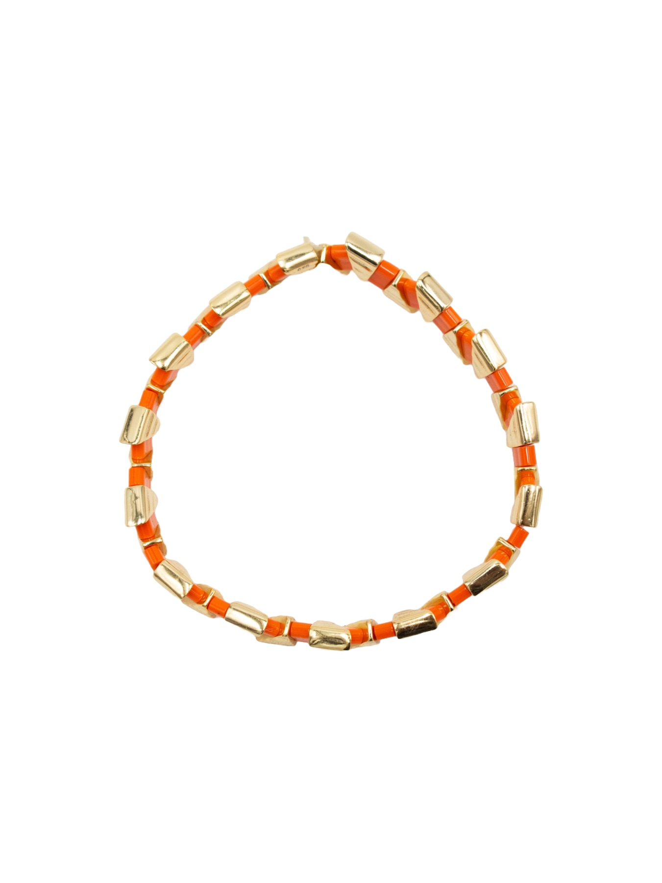 Pulseira em Prata Dourada com Pedras Laranja Laranja-2