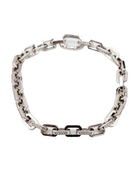 Imagem 0 de Pulseira Prata Elos Retangulares com Zircónias
