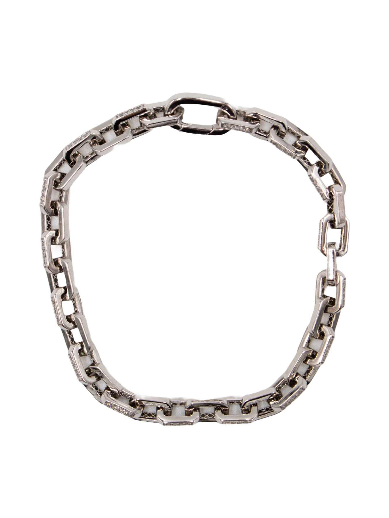 Pulseira Prata Elos Retangulares com Zircónias Branco-2