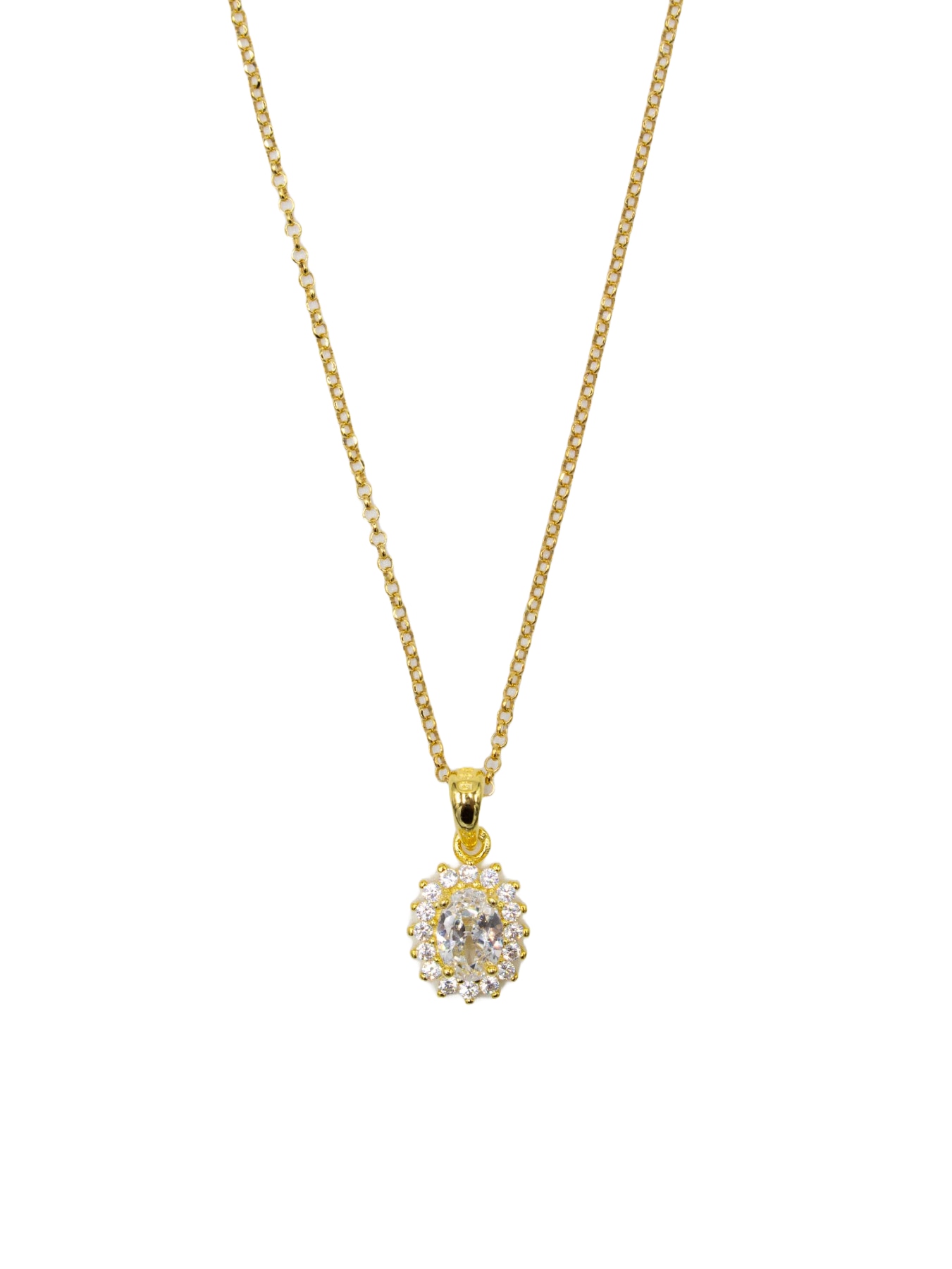 COLAR EM PRATA DOURADA COM PEDRA BRANCA Branco-1