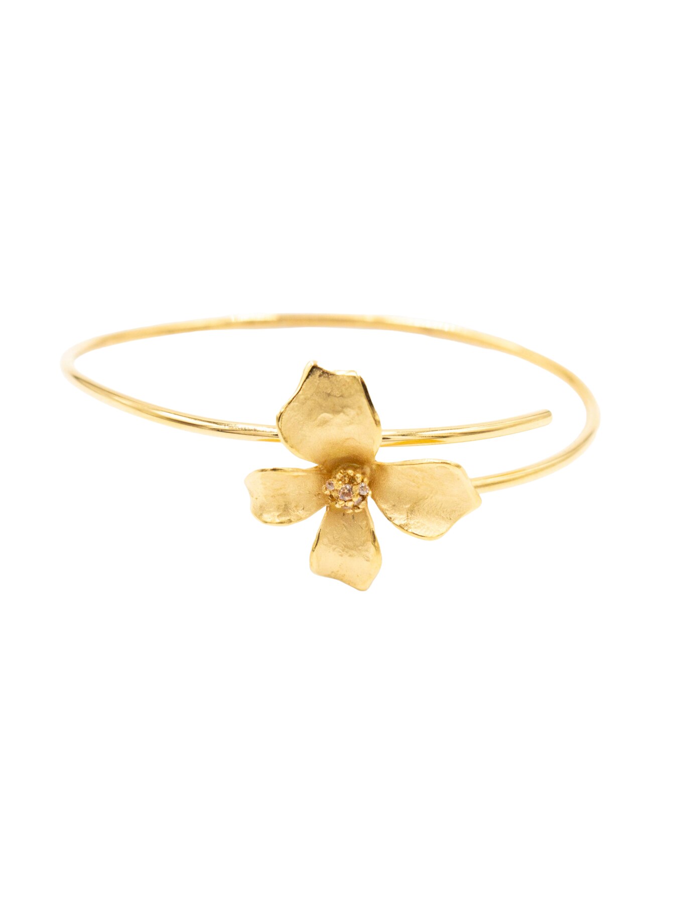 Pulseira em Prata Dourada com Flor Branco-1