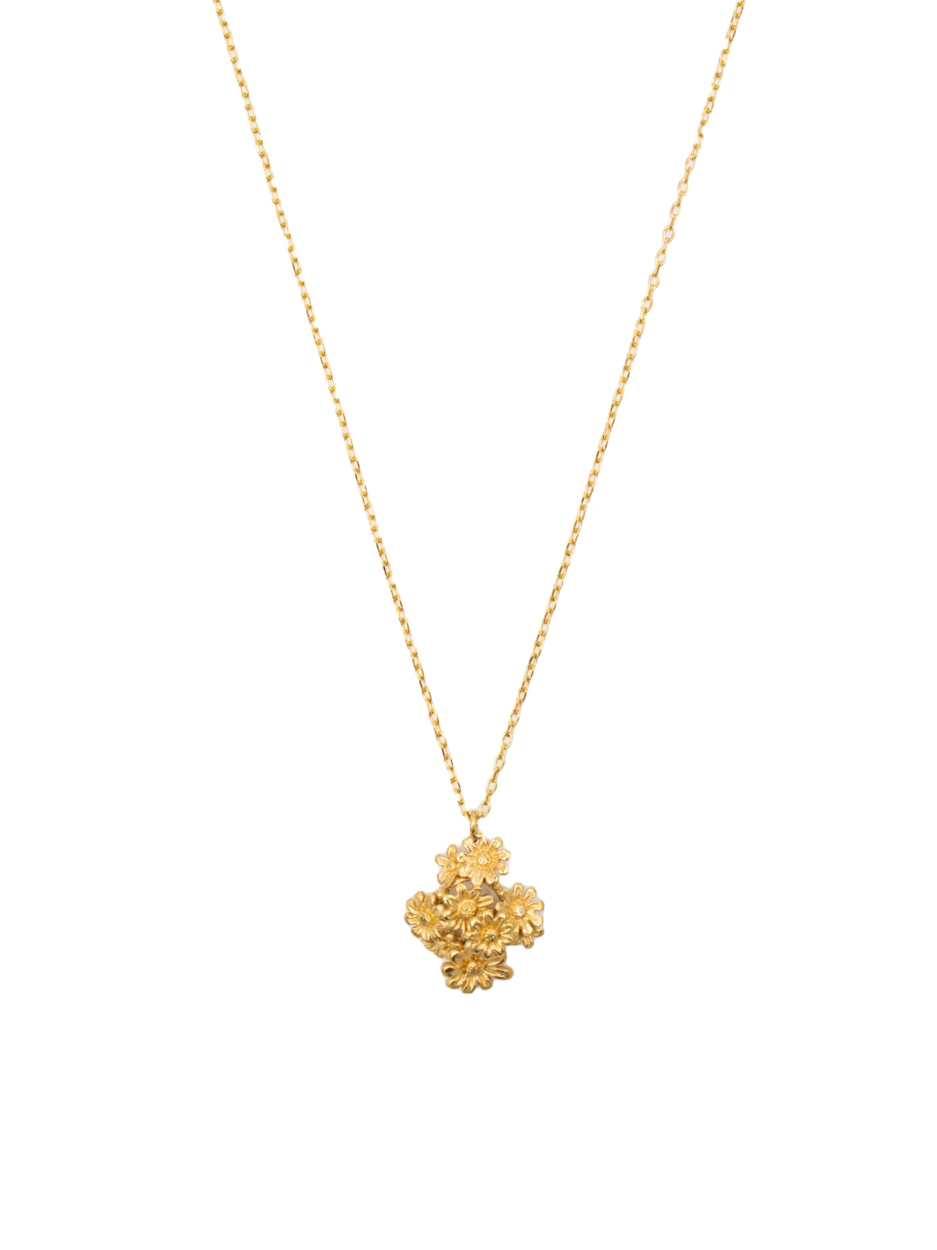 Colar em Prata Dourada com Flores Dourado-1