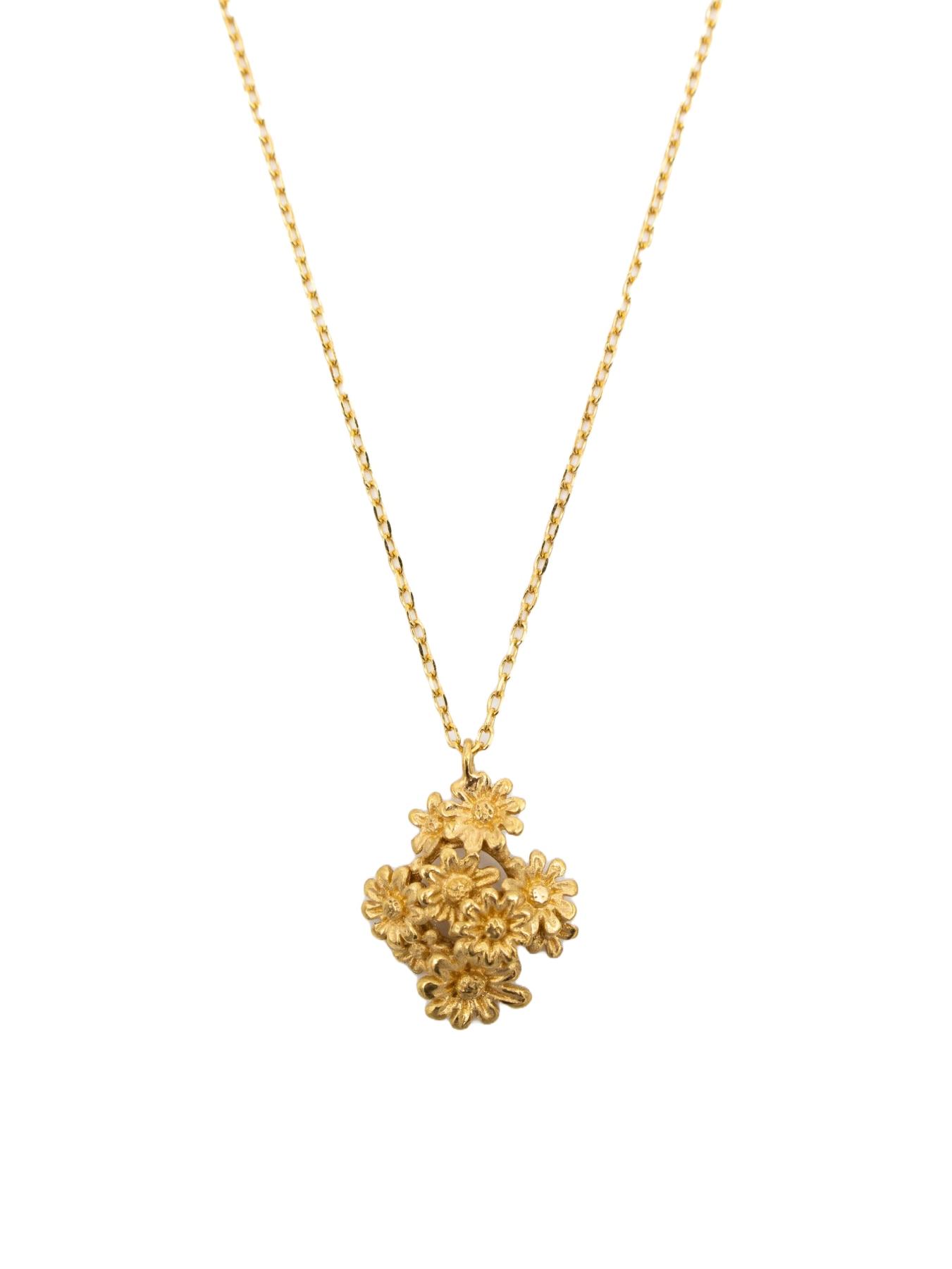 Colar em Prata Dourada com Flores Dourado-2
