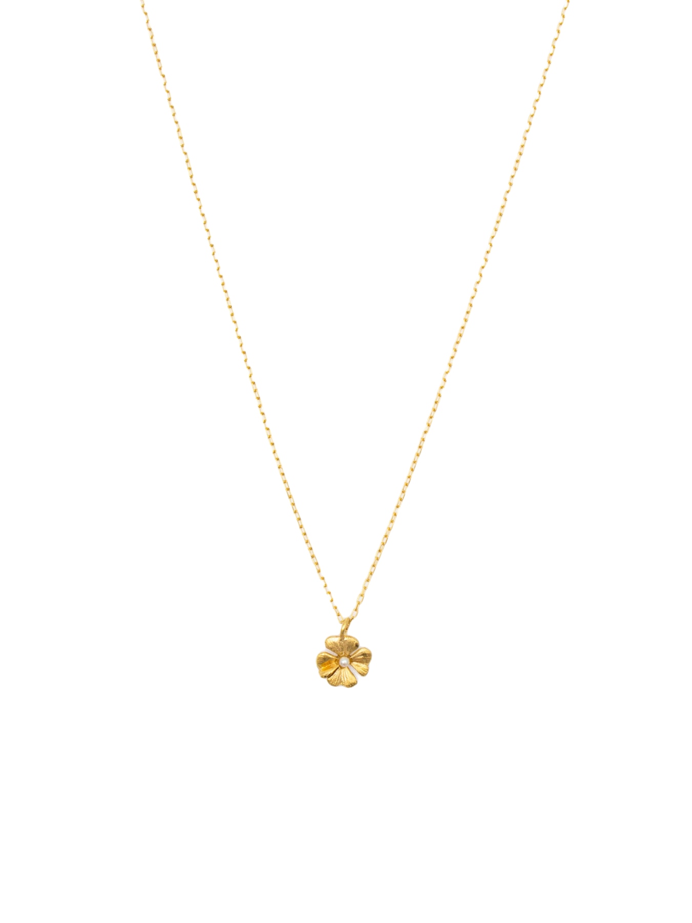 Colar em Prata Dourada com Flor com Pérola 1