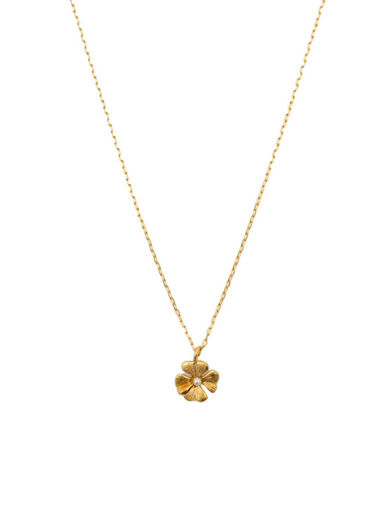 Colar em Prata Dourada com Flor com Pérola 2