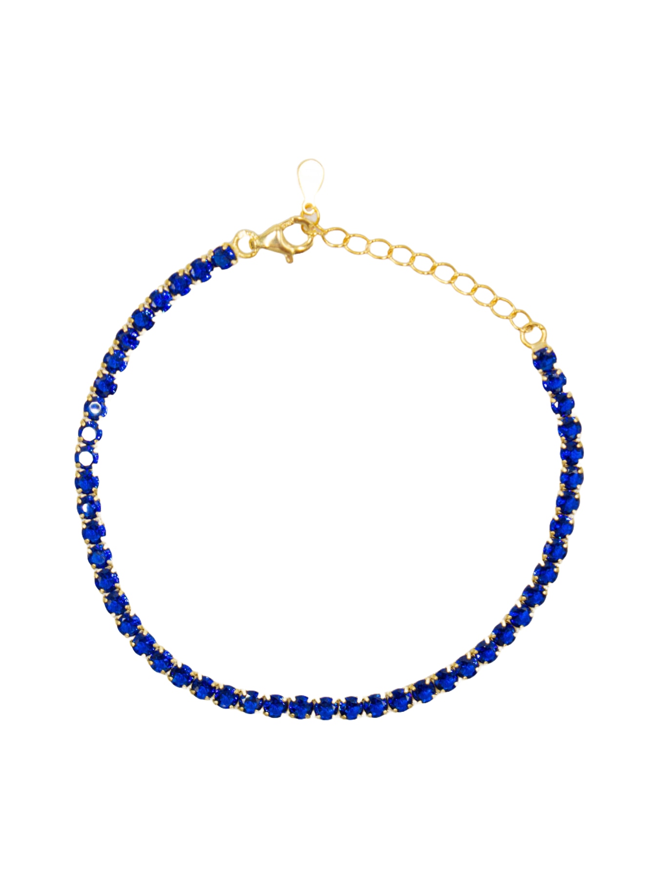 Pulseira em Prata Dourada com Zircões Azuis 1