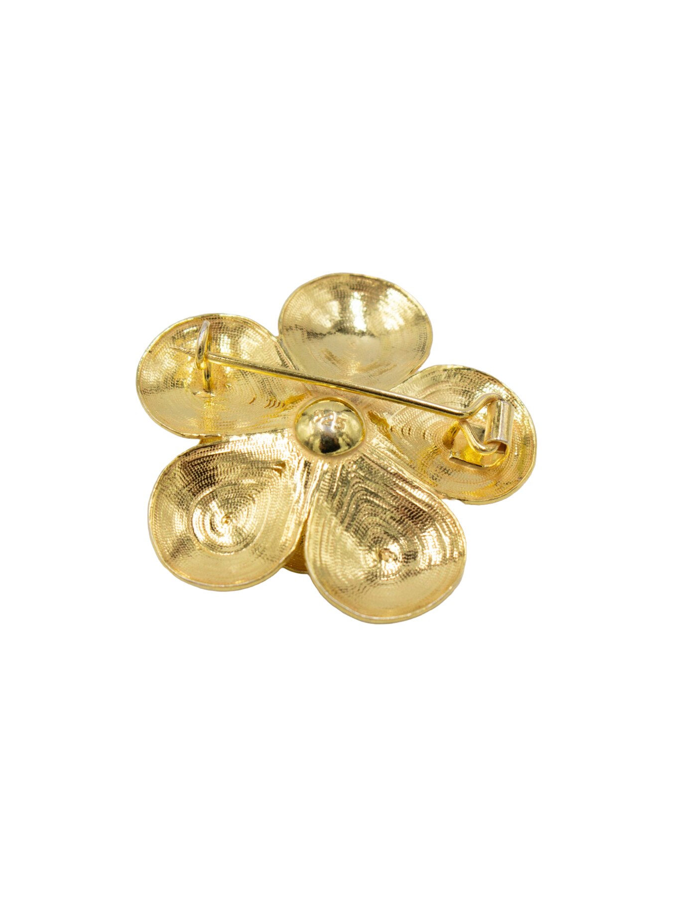 Alfinete em Prata Dourada com Flor Dourado-3