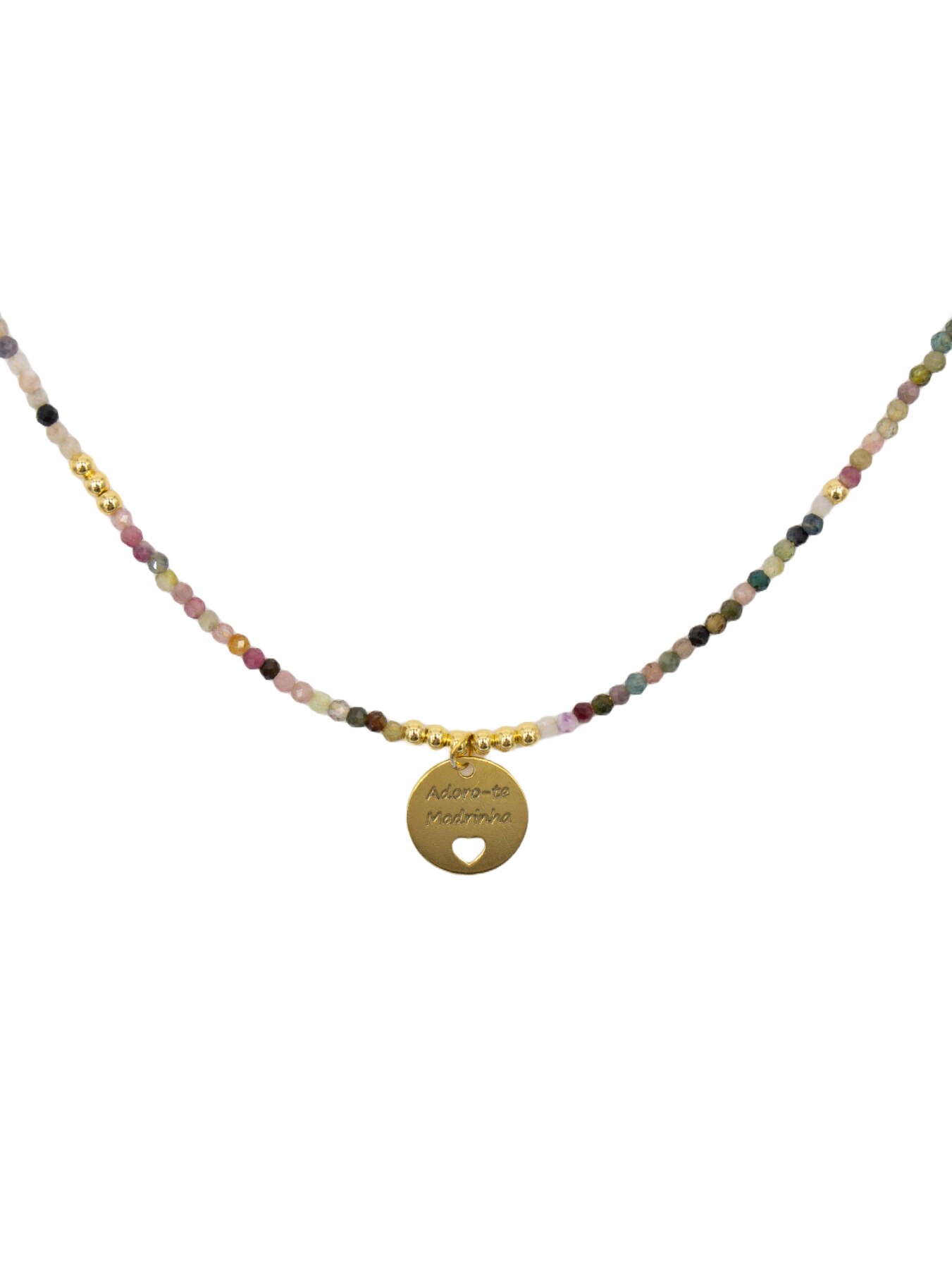 COLAR EM PRATA DOURADA "ADORO-TE MADRINH Multicolor-2