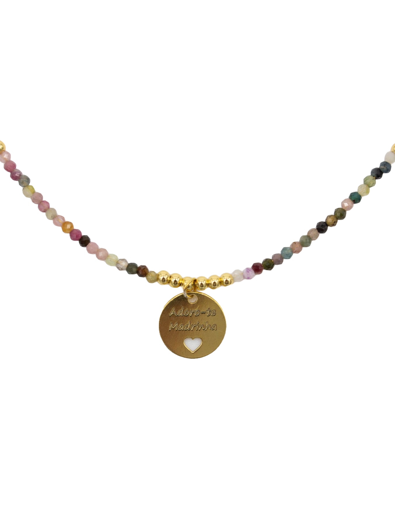 COLAR EM PRATA DOURADA "ADORO-TE MADRINH Multicolor-3