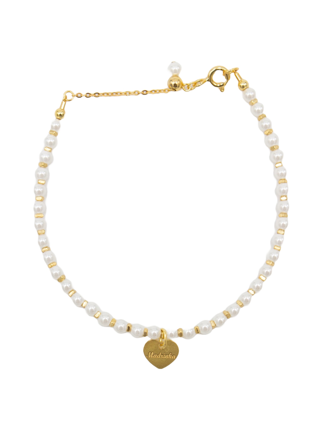 Pulseira em Prata Dourada "Madrinha Branco-1