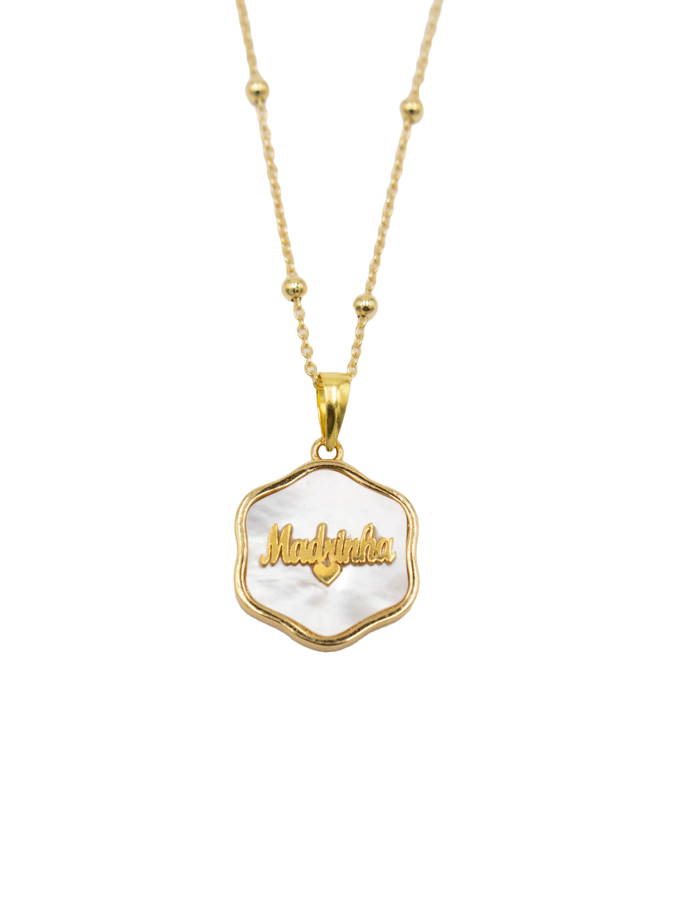COLAR EM PRATA DOURADA "MADRINHA" EM MAD 3