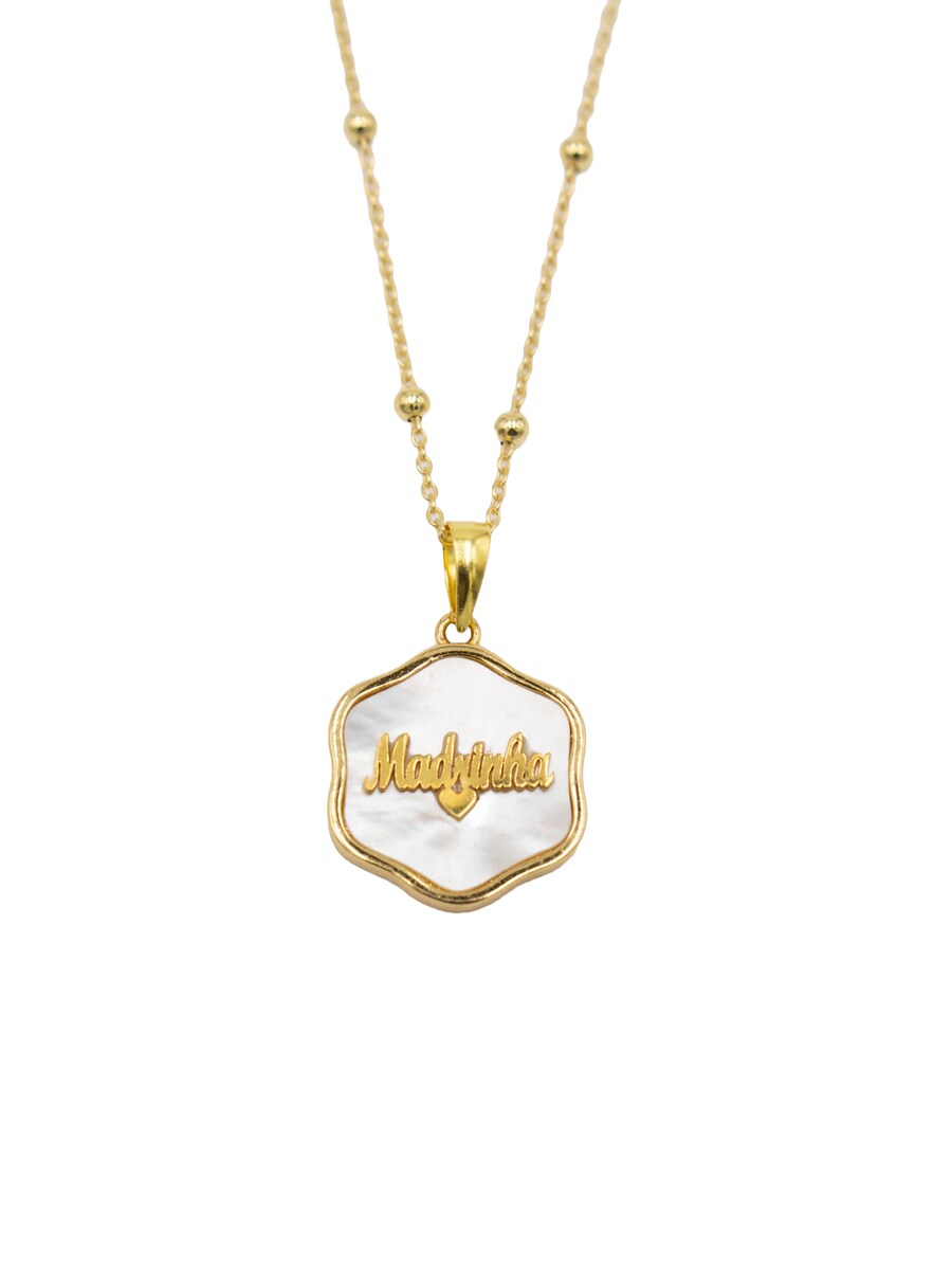 Colar em Prata Dourada "Madrinha" em Madrepérola Branco-3