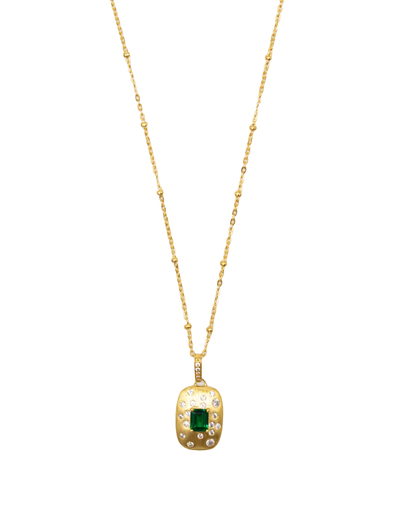 Colar em Prata Dourada com Pedra Verde 1