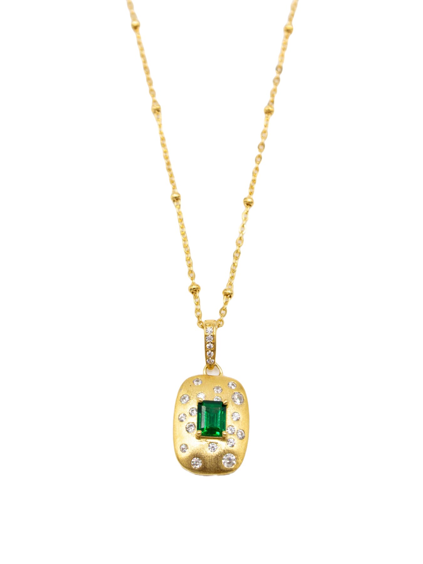 Colar em Prata Dourada com Pedra Verde 3