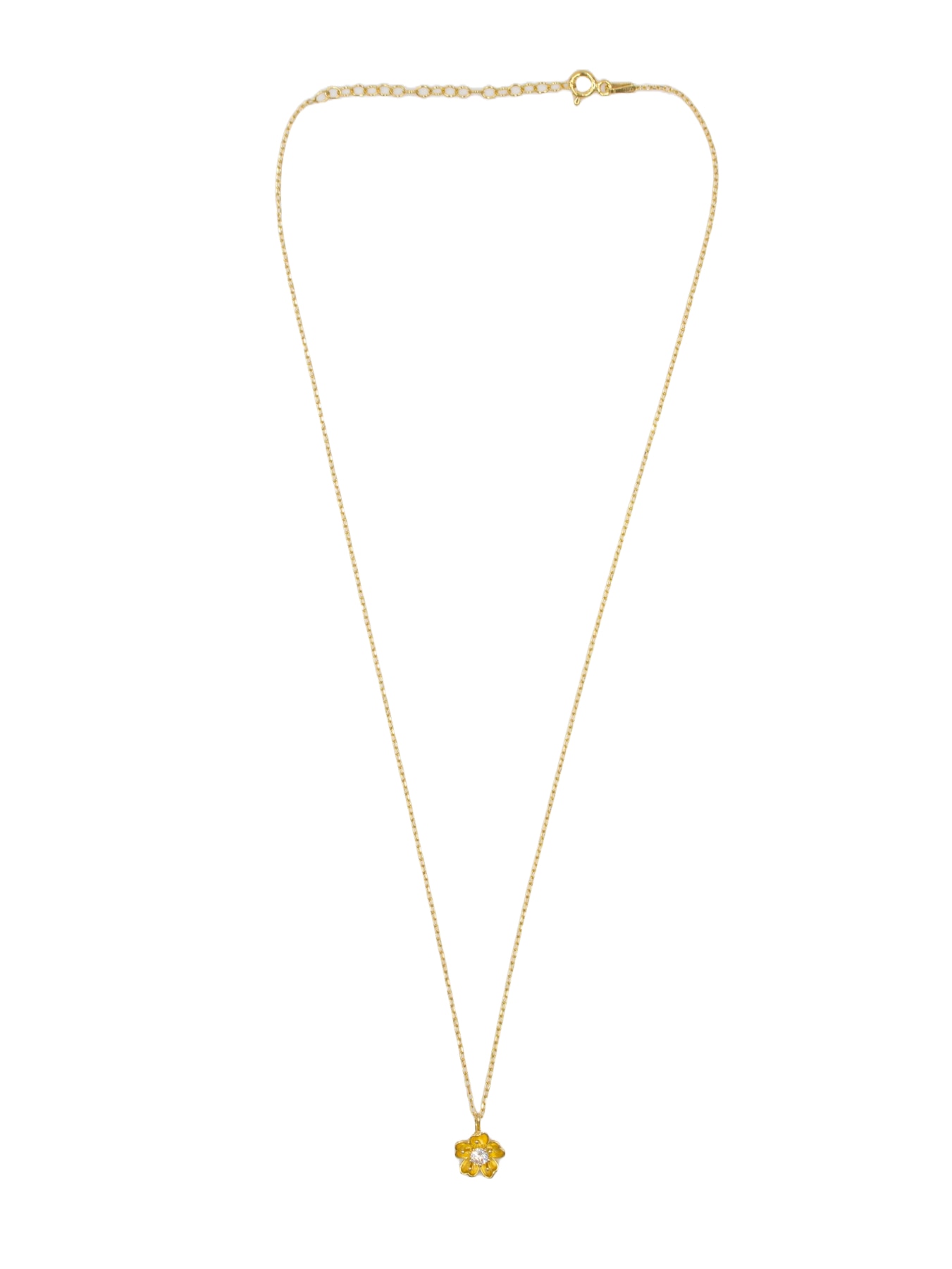 Colar em Prata Dourada com Flor e Zircão Branco-2