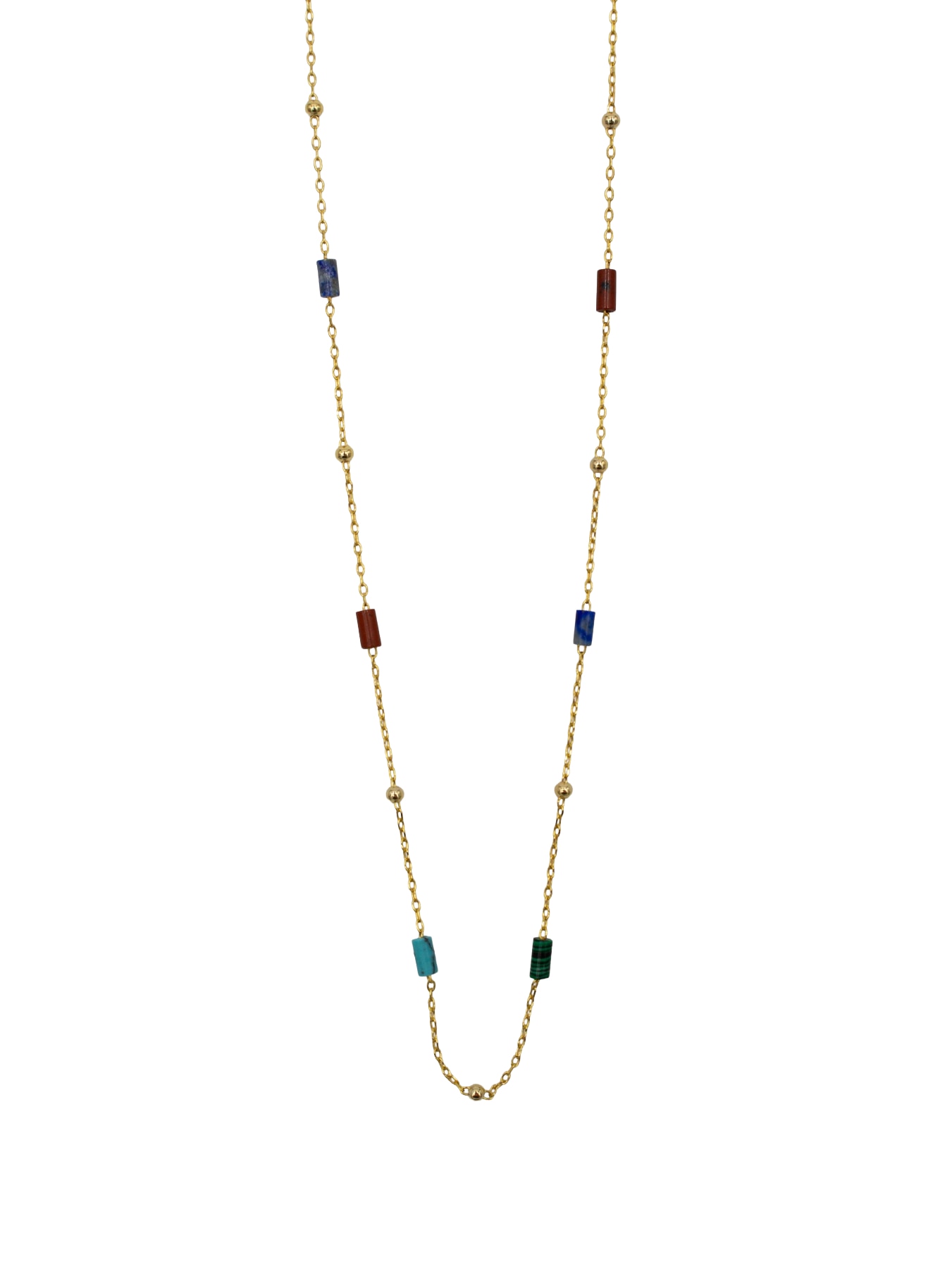 COLAR EM PRATA DOURADA COM PEDRAS MULTIC Multicolor-1