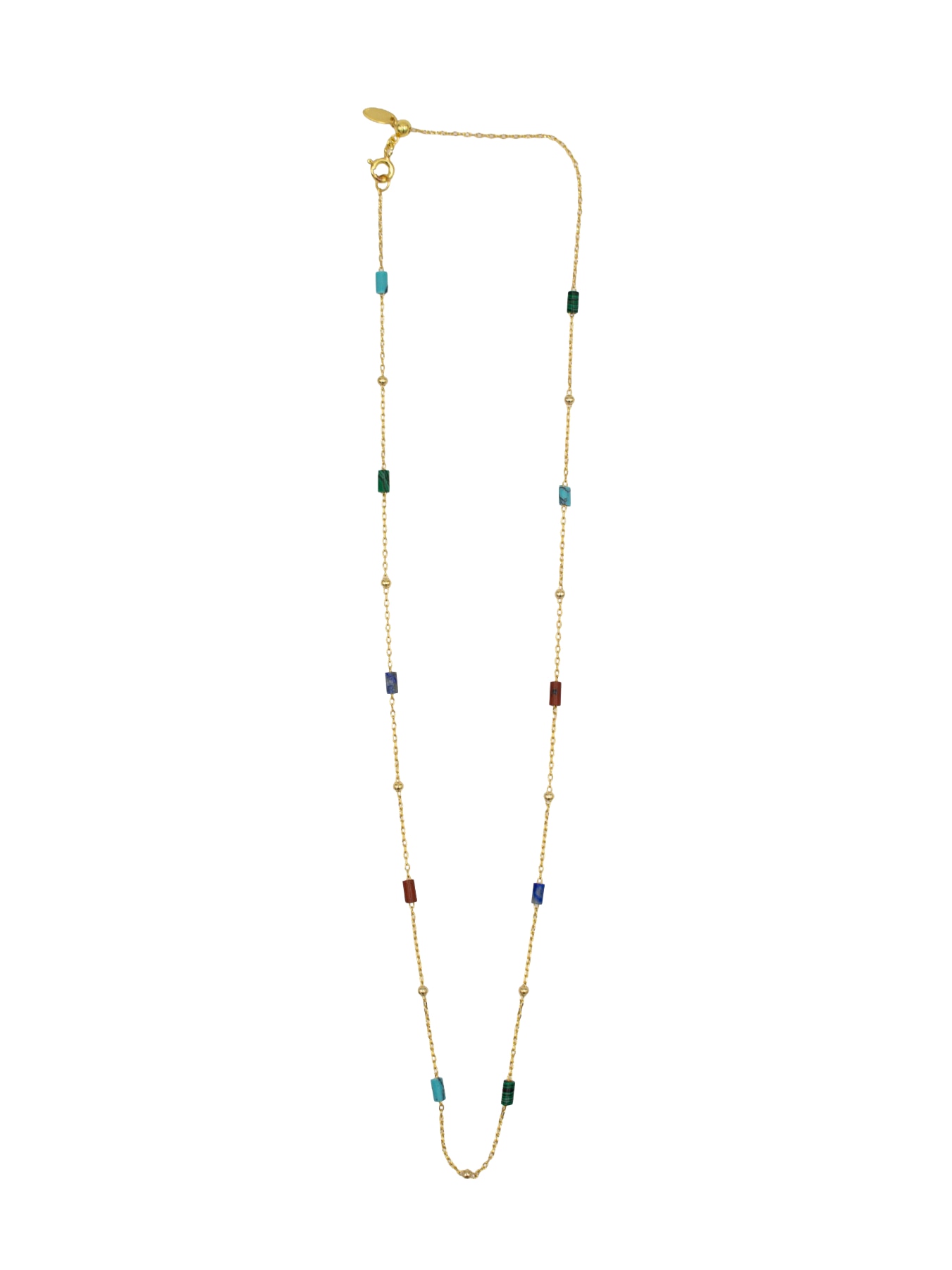 COLAR EM PRATA DOURADA COM PEDRAS MULTIC Multicolor-2
