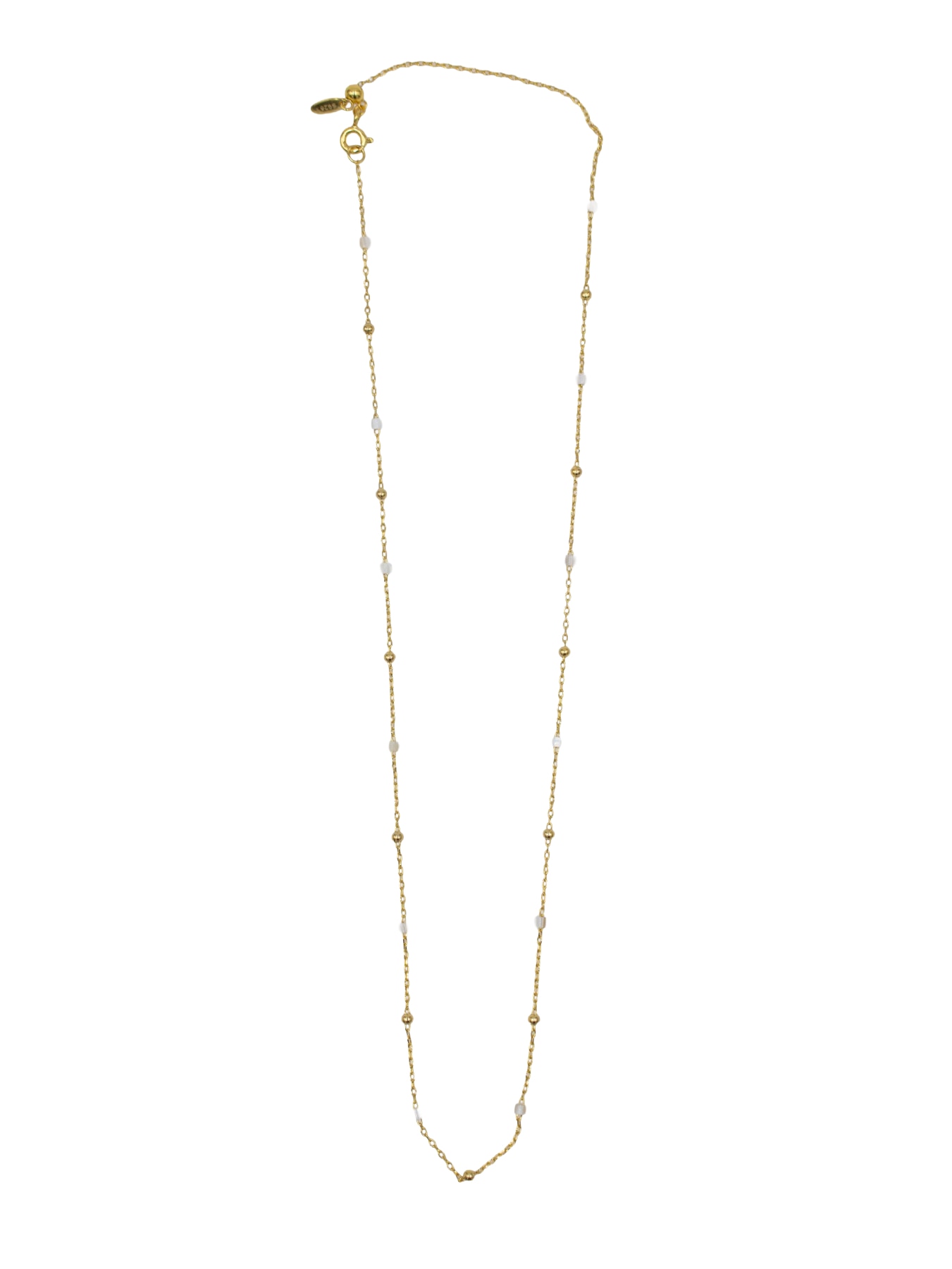 Colar em Prata Dourada com Pedras Brancas Branco-2