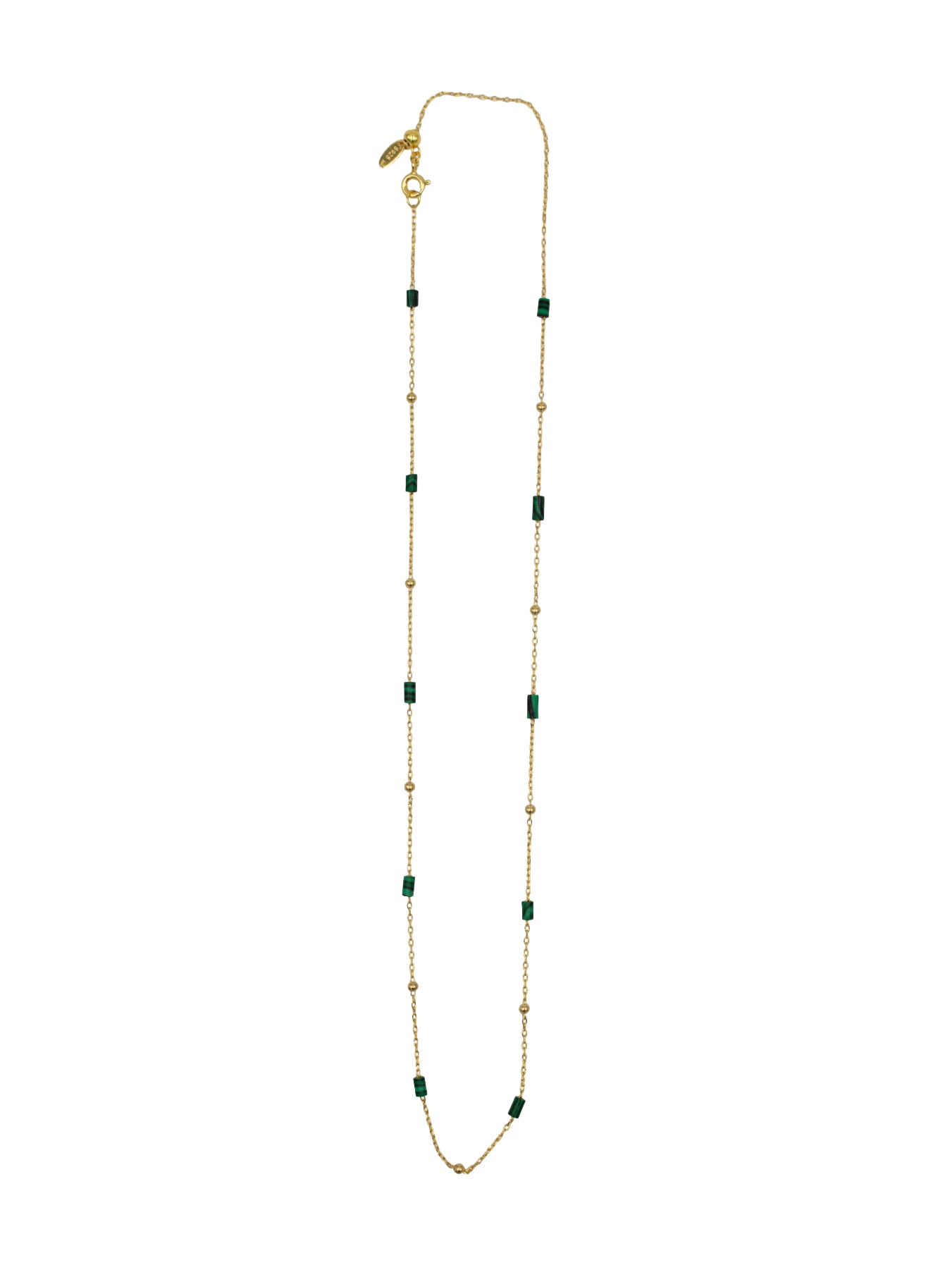 COLAR EM PRATA DOURADA COM PEDRAS VERDES 2
