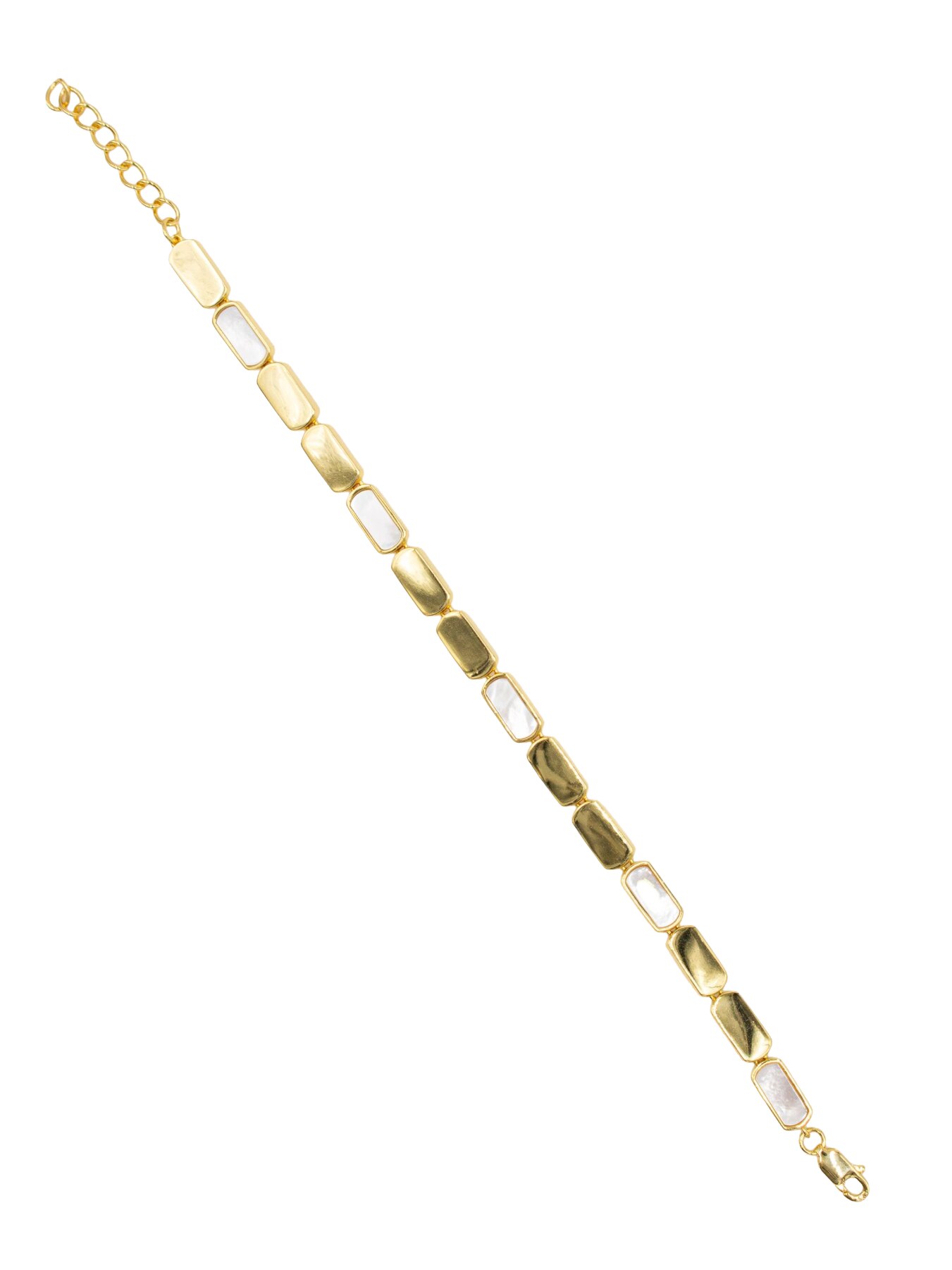 Pulseira em Prata Dourada com Madrepérola Branco-2