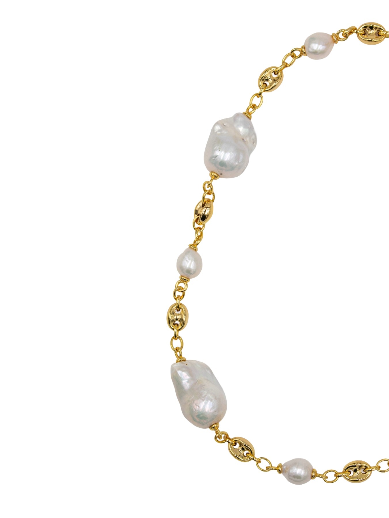 Colar em Prata Dourada com Pérolas Branco-2