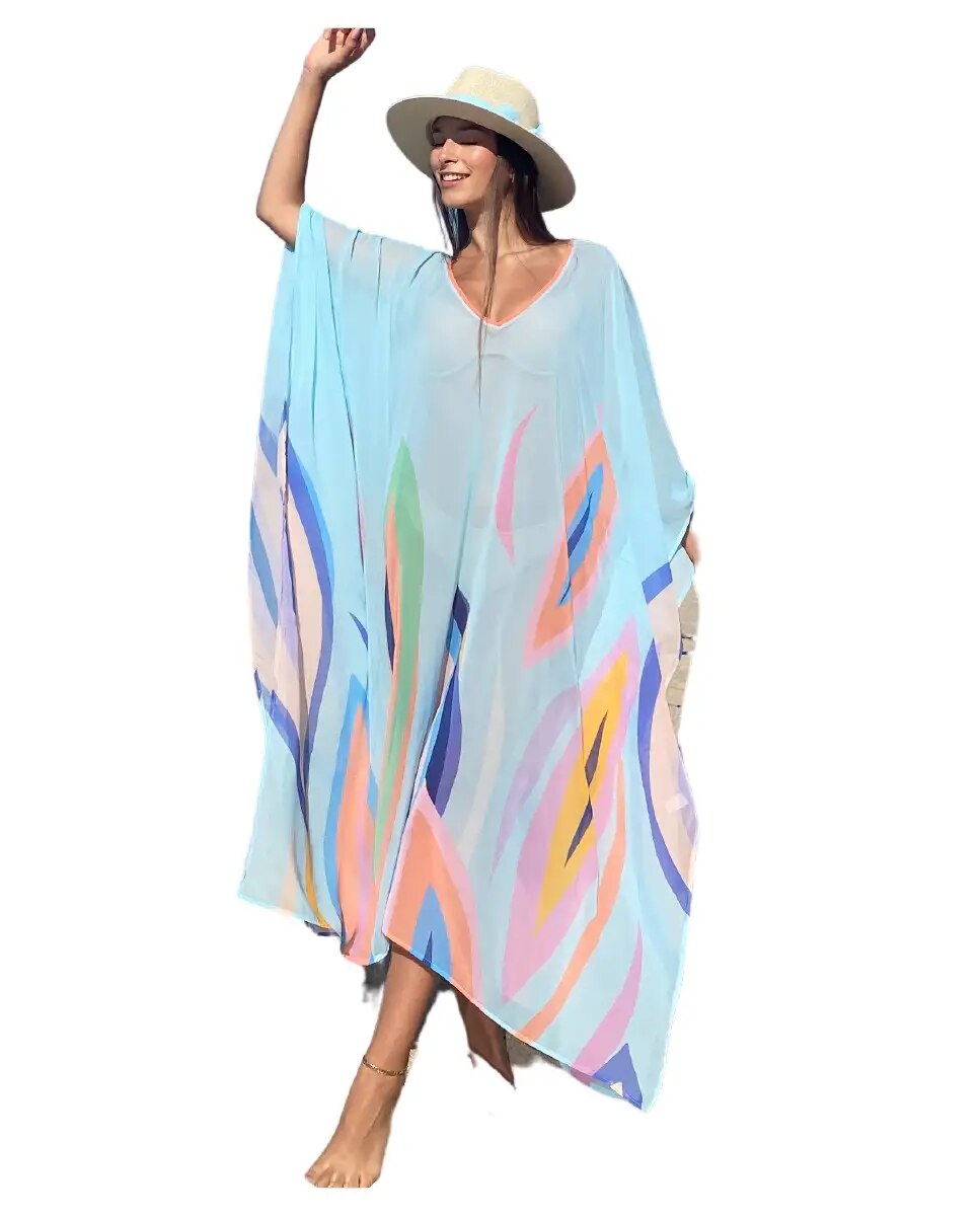 Imagem 0 de Kaftan Comprido Chile com padrão em folhas