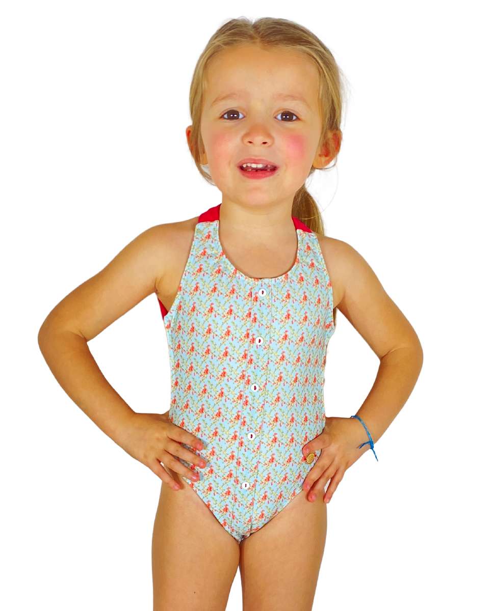 Imagem 0 de Fato de banho menina com estampado de flores botões