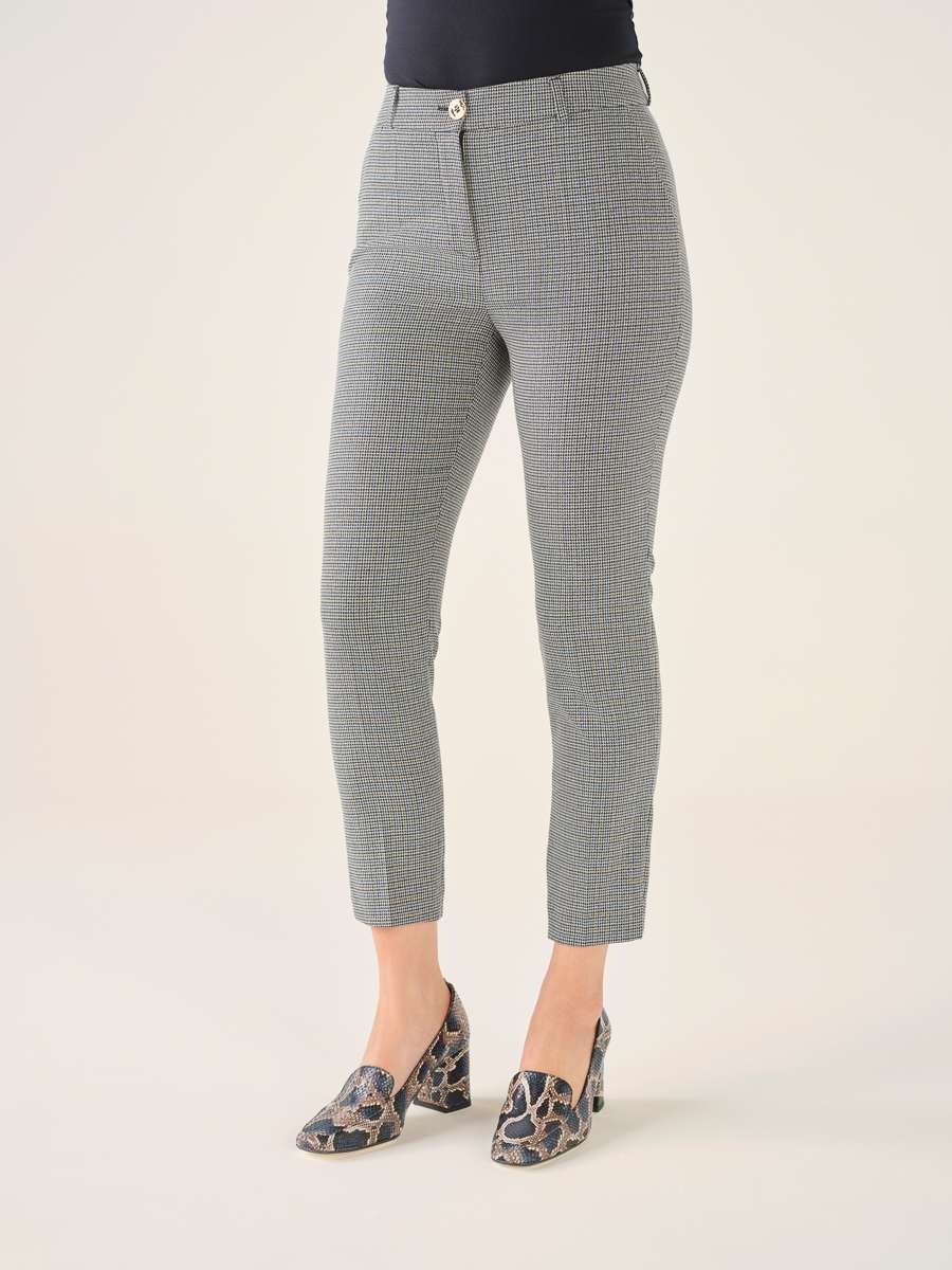 Imagem 0 de Calças Clássicas em Xadrez Lurex