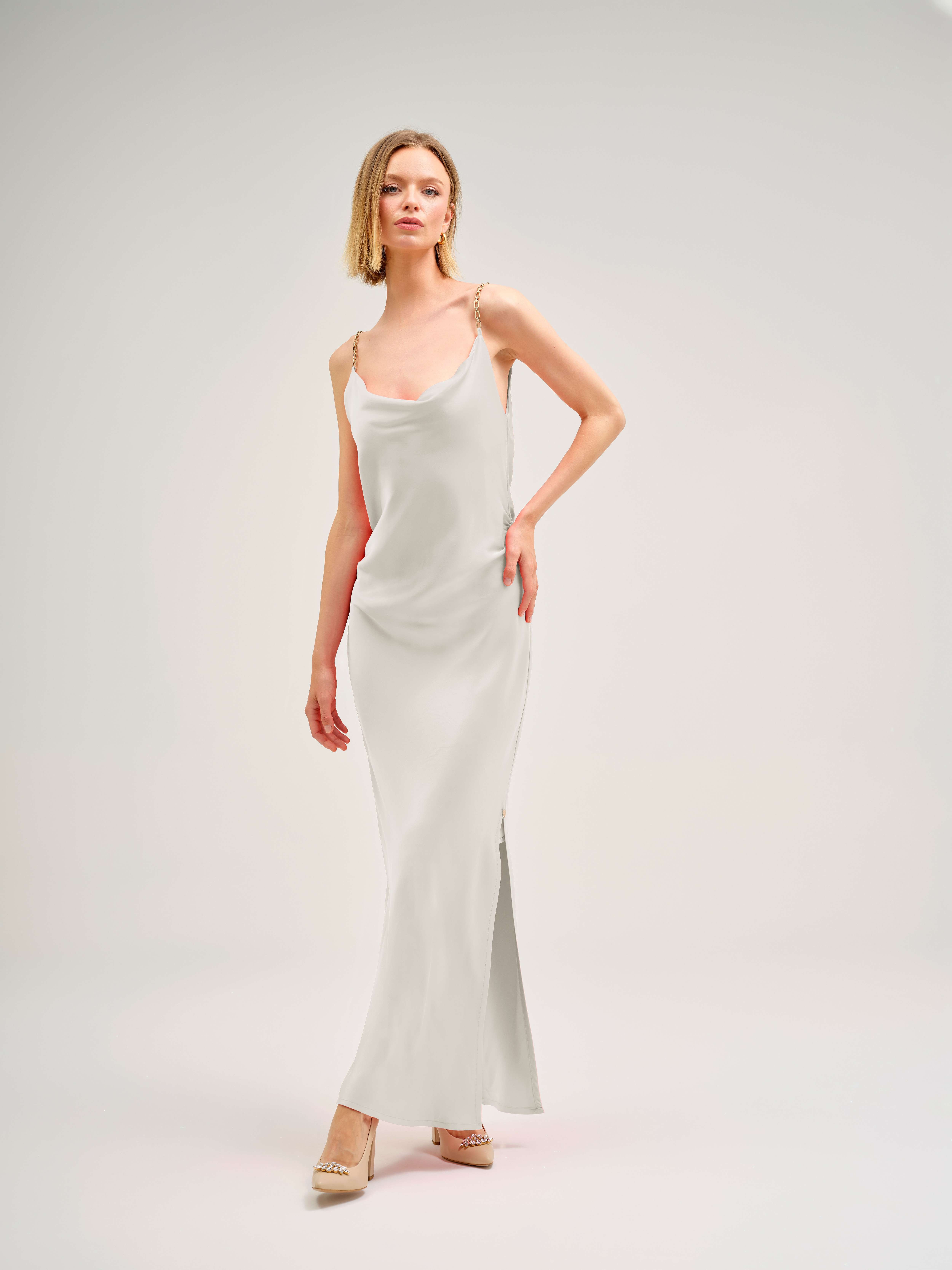 Imagem 0 de Vestido Comprido com Decote Drapeado