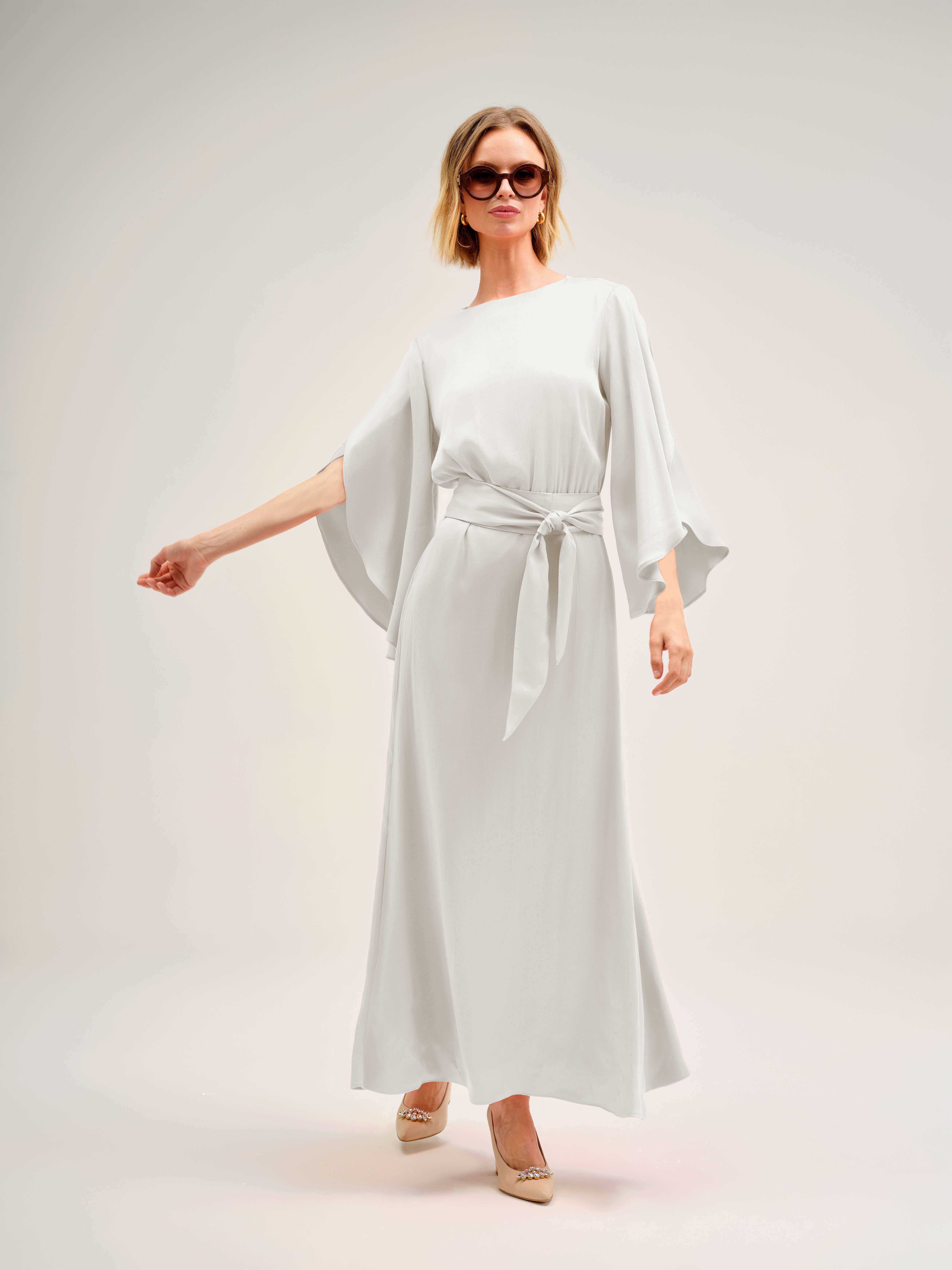 Imagem 0 de Vestido Comprido com Mangas em Folho