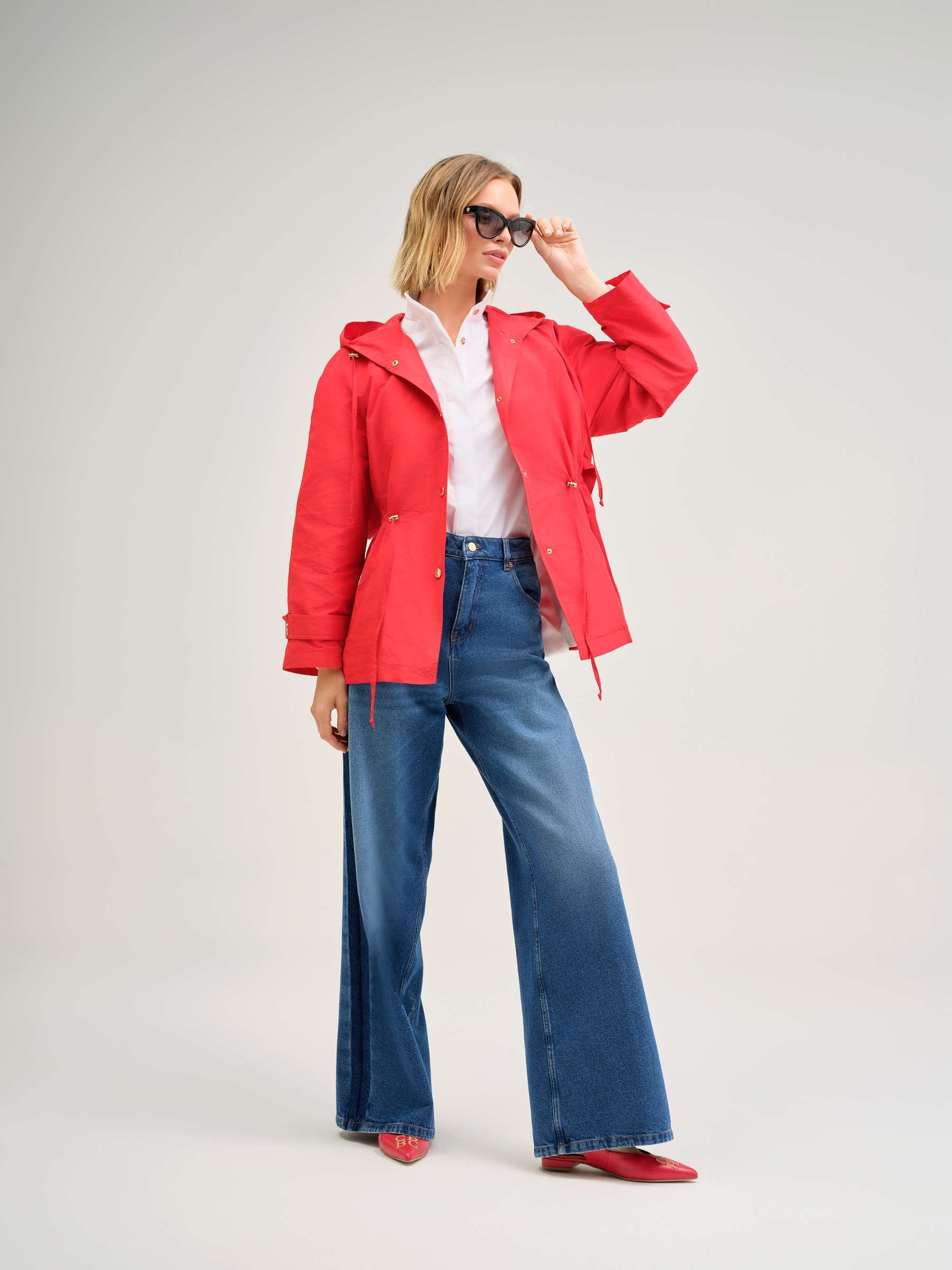 Parka com Capuz Vermelho-4
