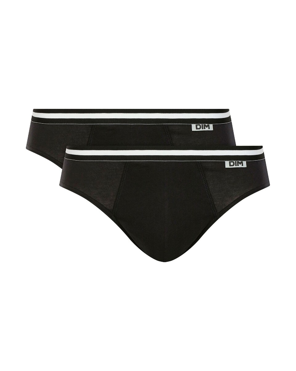 Pack de 2 Slips Algodão Elástico e Cintura com Design Preto-1