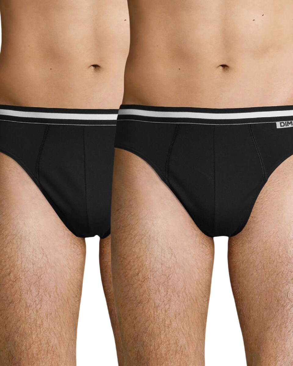 Pack de 2 Slips Algodão Elástico e Cintura com Design Preto-2
