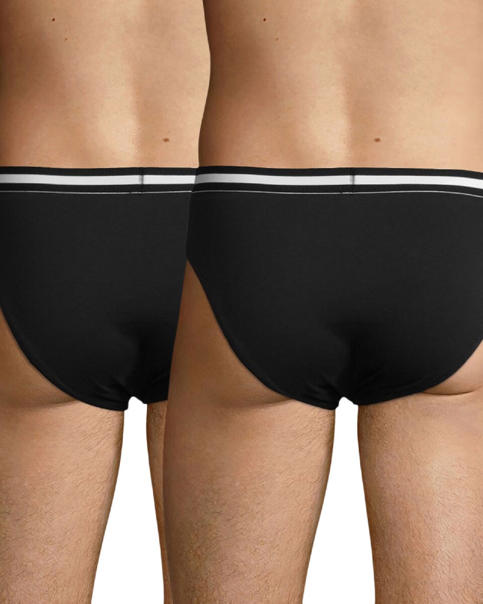 Pack de 2 Slips Algodão Elástico e Cintura com Design Preto-3