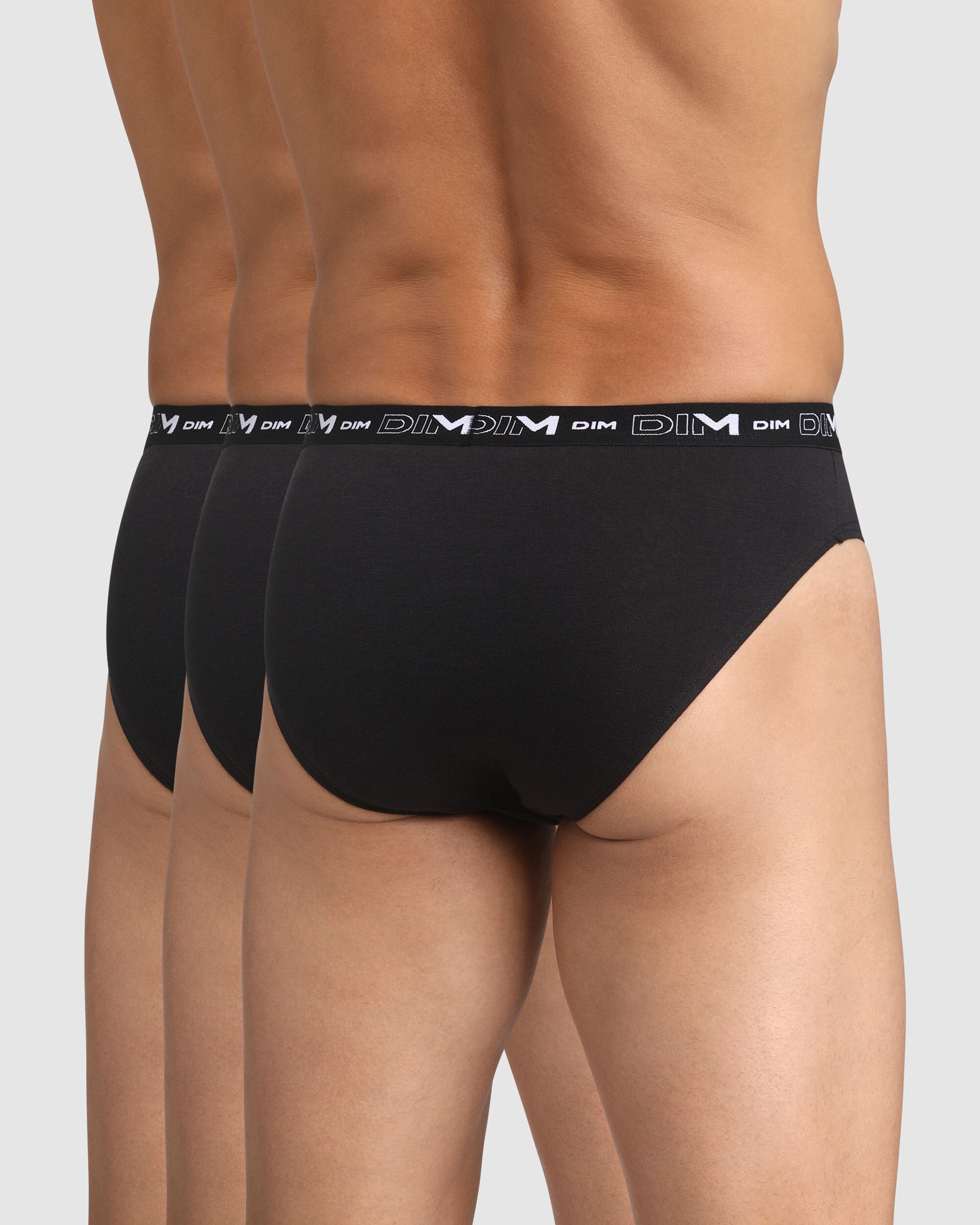 Pack de Três Slips Algodão Elástico Básico e Confortável Dim Coton Stretch Preto-2