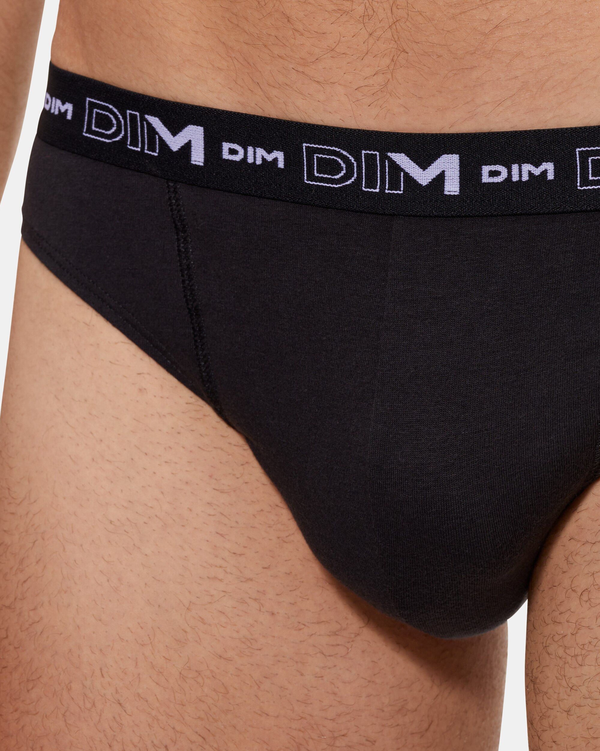 Pack de Três Slips Algodão Elástico Básico e Confortável Dim Coton Stretch Preto-3